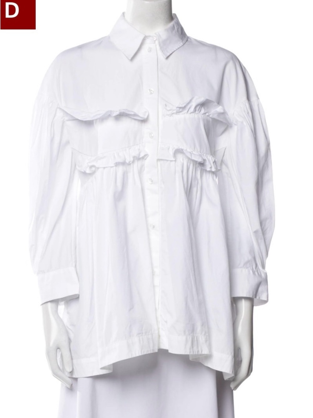 Simone Rocha White Ruffled Poplin Button-Up Blouse